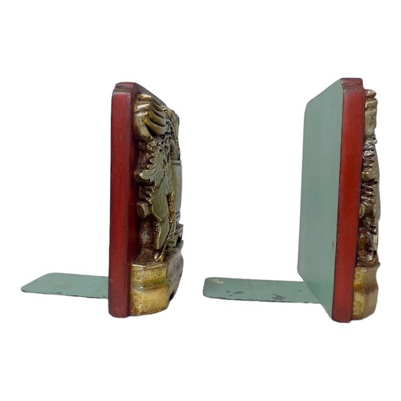 Borghese Vintage Bookends Gold Gilt Floral Design - Picture 5 of 12